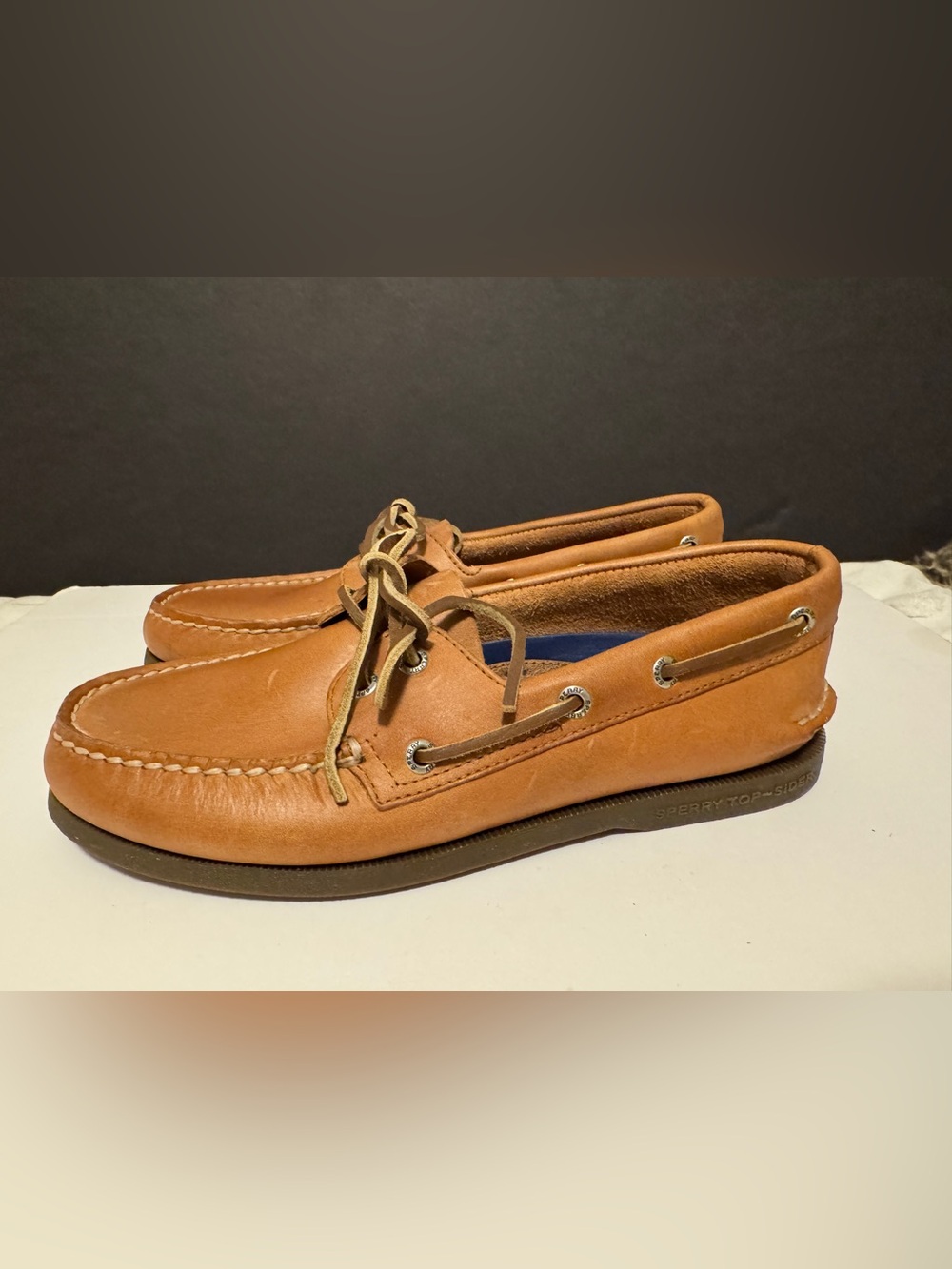 New Sperry Top-Sider 2-Eye Boat Shoes Royal Brown Leather men’s 7 / Womens 8.5 - Picture 6 of 8